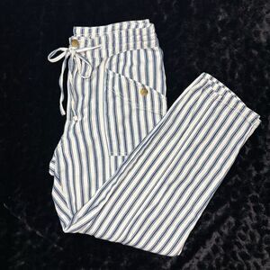 American Eagle Hi-Rise Drawstring Blue & White Striped Casual Women’s Pants Sz 8